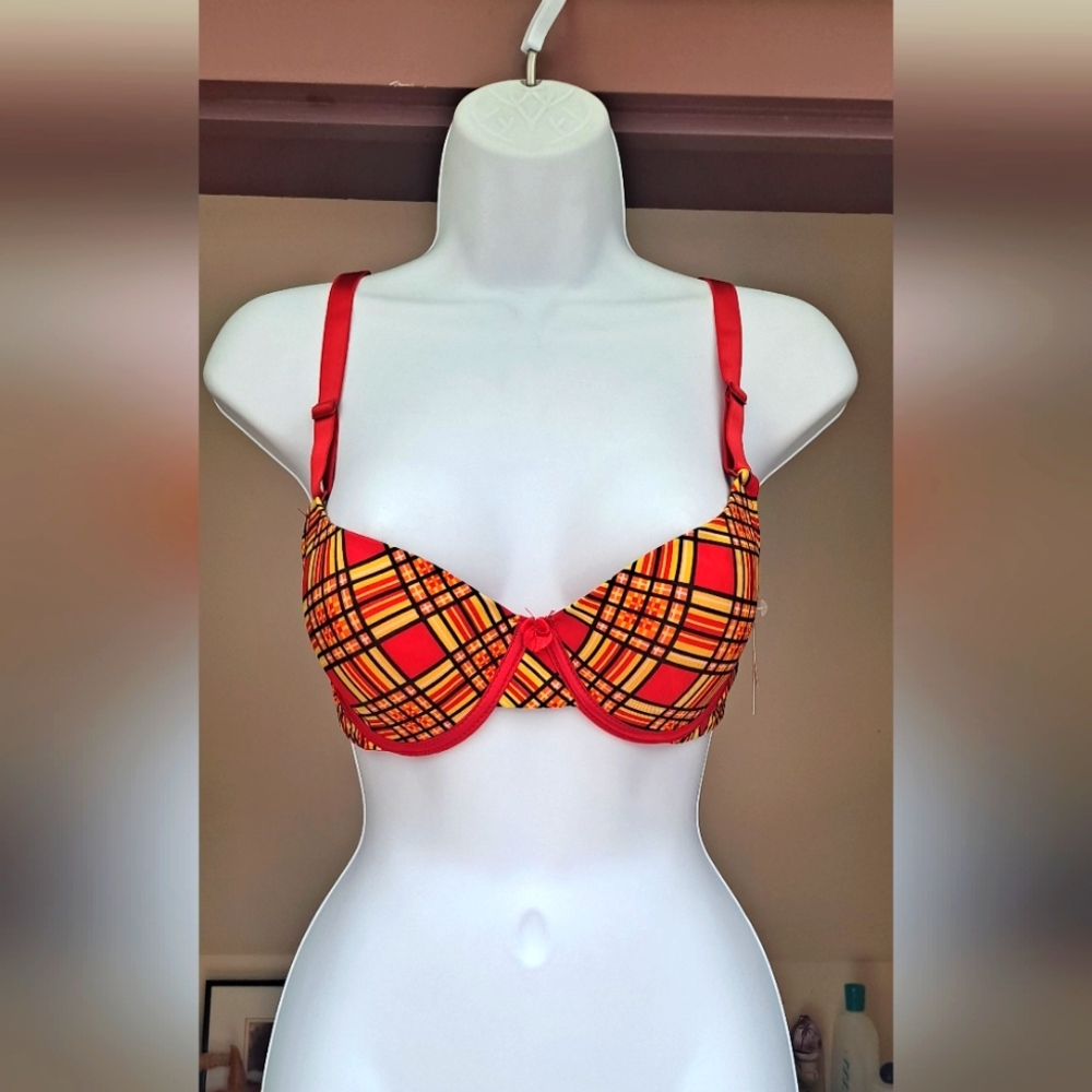 RUBH Bra BRAND NEW WITH TAGS Plaid Multicolor Bra Push Up Bra 36C